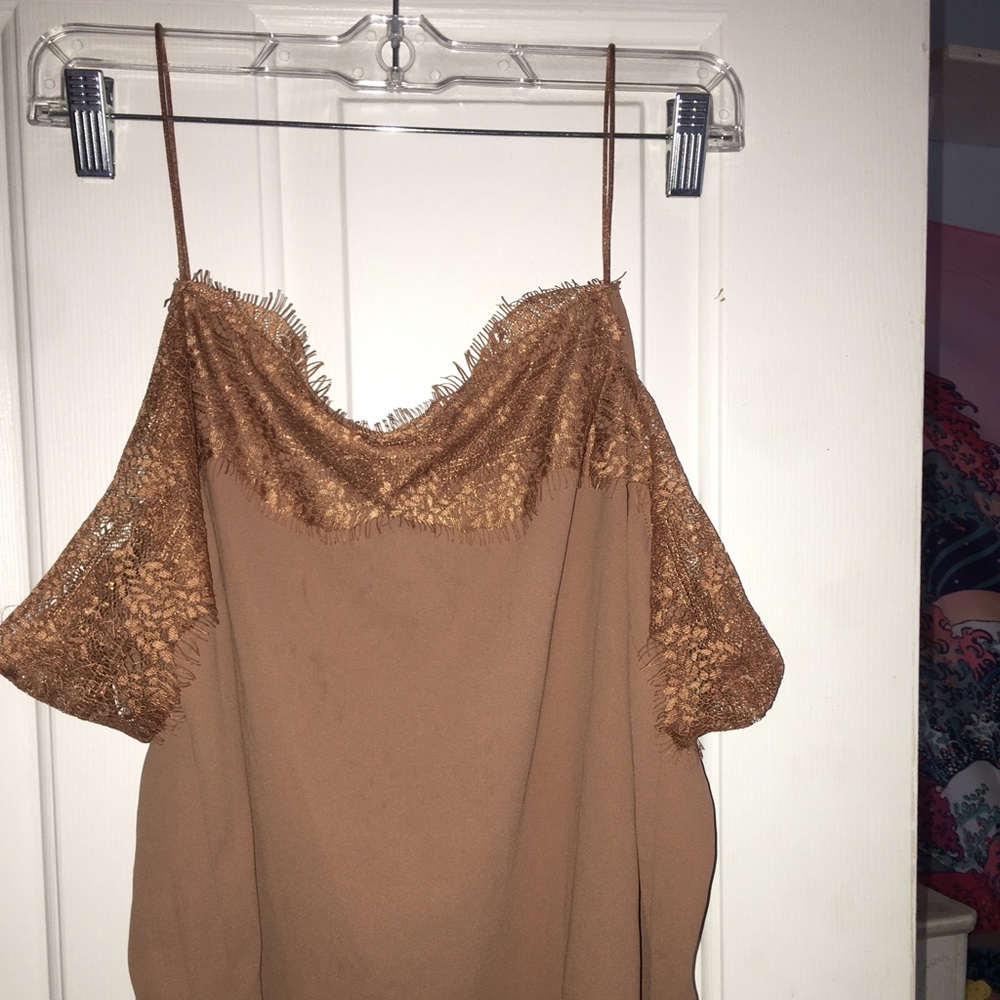 Tan & Bronze Chiffon Tank top